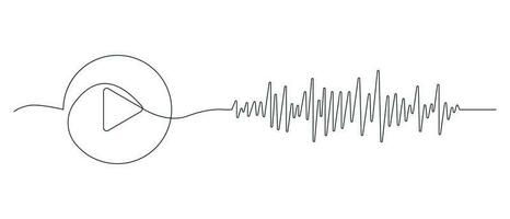 jouer bouton avec l'audio Piste tiré dans un continu doubler. un ligne dessin, minimalisme. vecteur illustration.