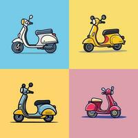 scooter dessin animé icône logo illustration moto véhicule icône mascotte dessin animé kawaii dessin art vecteur