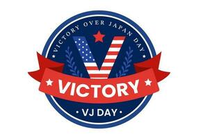 vj la victoire plus de Japon journée célébrer vecteur illustration avec uni Etat drapeau Contexte dans plat dessin animé main tiré pour atterrissage page modèles