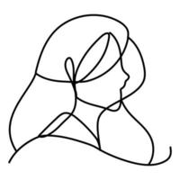 silhouette de profil de femme, style de ligne continue vecteur