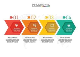 conception d'infographie 4 étapes avec des icônes marketing peuvent être utilisées pour la mise en page du flux de travail, le diagramme, le rapport annuel, la conception Web. vecteur