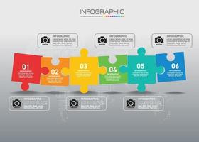 graphique infographique avec concept d'entreprise, 6 options peuvent être utilisées pour le concept d'entreprise avec 6 étapes. vecteur