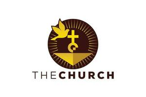 branché et professionnel lettre e église signe Christian et paisible vecteur logo