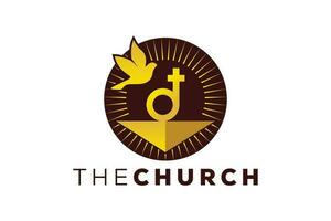 branché et professionnel lettre ré église signe Christian et paisible vecteur logo