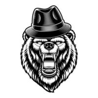 illustration vectorielle noir et blanc d'un ours vecteur