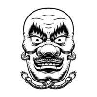 masque tengu japonais noir et blanc