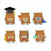école étudiant de farine sac dessin animé personnage avec divers expressions vecteur