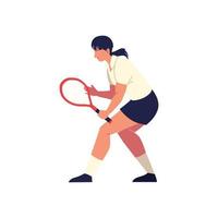 femme avec une raquette de tennis vecteur