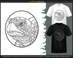 mer tortue mandala les arts isolé sur noir et blanc t chemise. vecteur