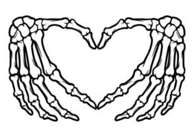 squelette OS main cœur forme signe des illustrations vecteur