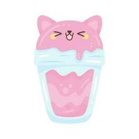 chaton kawaii boisson verre plus de blanc vecteur