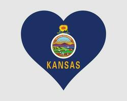 Kansas Etats-Unis cœur drapeau. ks nous l'amour forme Etat drapeau. kansan uni États de Amérique bannière icône signe symbole clipart. eps vecteur illustration.