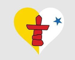 nunavut Canada cœur drapeau. nu canadien l'amour forme territoire drapeau. nunavummiut bannière icône signe symbole clipart. eps vecteur illustration.