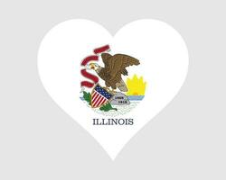 Illinois Etats-Unis cœur drapeau. il nous l'amour forme Etat drapeau. Illinois uni États de Amérique bannière icône signe symbole clipart. eps vecteur illustration.