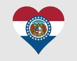 Missouri Etats-Unis cœur drapeau. mo nous l'amour forme Etat drapeau. spectacle moi Etat uni États de Amérique bannière icône signe symbole clipart. eps vecteur illustration.