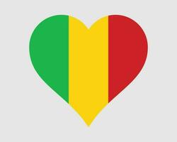 mali cœur drapeau. malien l'amour forme pays nation nationale drapeau. république de mali bannière icône signe symbole. eps vecteur illustration.