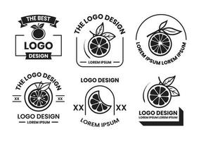 citron logo dans plat ligne art style vecteur