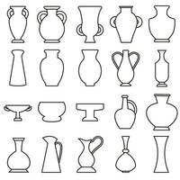 amphore icône vecteur ensemble. cruche illustration signe collection. poterie symbole ou logo.