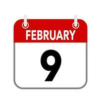 9 février, calendrier Date icône sur blanc Contexte. vecteur