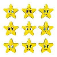 vecteur illustration de Jaune mignonne marrant dessin animé étoiles badges ensemble avec différent main tiré formes