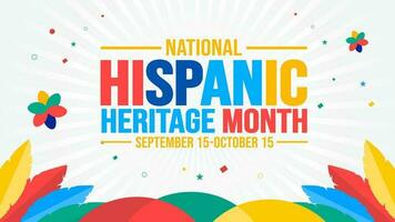nationale hispanique patrimoine mois fête coloré arrière-plan, typographie, bannière, placard, carte, et affiche conception modèle. est annuellement célèbre de septembre 15 à octobre 15 dans le Etats-Unis. vecteur