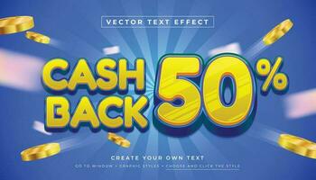 modifiable vecteur 3d cashback remise texte effet. vente graphique style