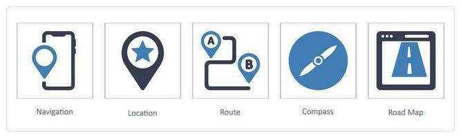 emplacement, carte, route vecteur