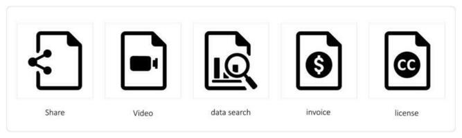 partager, vidéo, Les données recherche, facture d'achat vecteur
