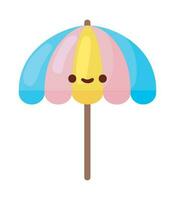 parapluie été kawaii icône isolé vecteur