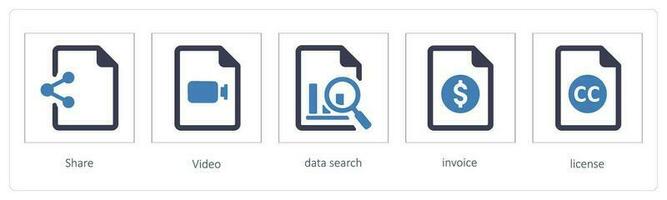 partager, vidéo, Les données recherche, facture d'achat vecteur