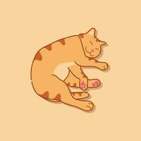 en train de dormir gingembre chat dans une détendu position. mignonne rouge tigré chat dort. vecteur illustration
