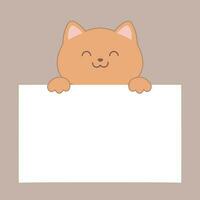 dessin animé gingembre chat en portant une Vide papier feuille. vecteur illustration