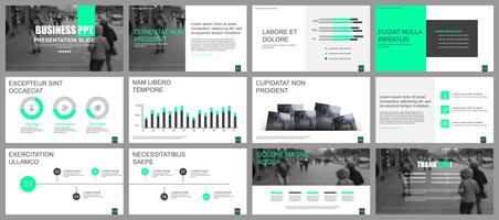 Modèles de diapositives de présentation d'entreprise à partir d'éléments infographiques vecteur