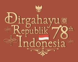 luxe rétro typographie dirgahayu republik Indonésie 78e, lequel veux dire 78ème indonésien indépendance journée vecteur