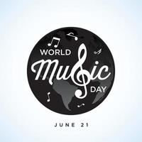 Happy world music day célébration main dessiner typographie - vecteur