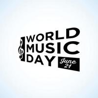 Happy world music day célébration main dessiner typographie - vecteur