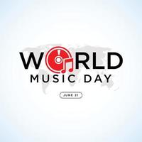 Happy world music day célébration main dessiner typographie - vecteur