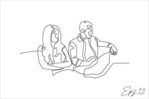continu ligne art vecteur illustration de deux des couples séance