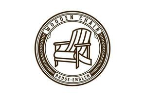 ancien rétro en bois chaise meubles Charpentier badge emblème étiquette vecteur