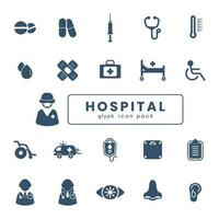 hôpital et médical glyphe icône ensemble vecteur