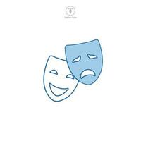 théâtre masque comédie et la tragédie icône symbole vecteur illustration isolé sur blanc Contexte