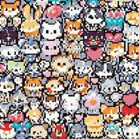 capricieux animal paradis - mignonne pixel modèle vecteur illustration