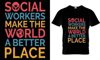 social ouvrier T-shirt conception vecteur. vecteur