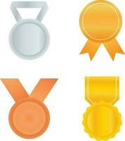 luxe médaille certificat. d'or branche de olive feuilles ou étoiles de la victoire symbole, insigne emblème décoration conception.vecteur illustration vecteur