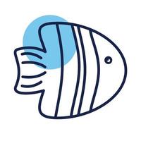 icône de style de ligne de bloc d'animaux de mer de poisson vecteur
