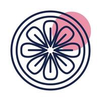 sceau de l'icône de style de ligne de bloc de fleurs vecteur