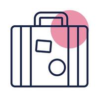 icône de style de ligne de bloc de voyage valise vecteur