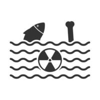 vecteur illustration de nucléaire pollué mer icône dans foncé Couleur et blanc Contexte