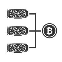 vecteur illustration de bitcoin exploitation minière réseau icône dans foncé Couleur et blanc Contexte