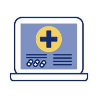 ordinateur portable avec style de ligne en ligne symbole médical santé vecteur